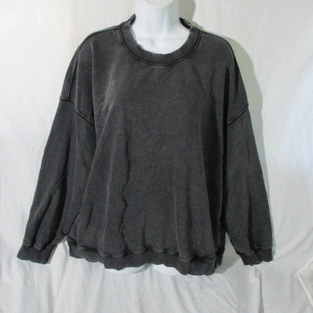 FREE PEOPLE FP MOVEMENT PLAYBOOK TUNIC SWEATSHIRT M BLACK CHARCOAL